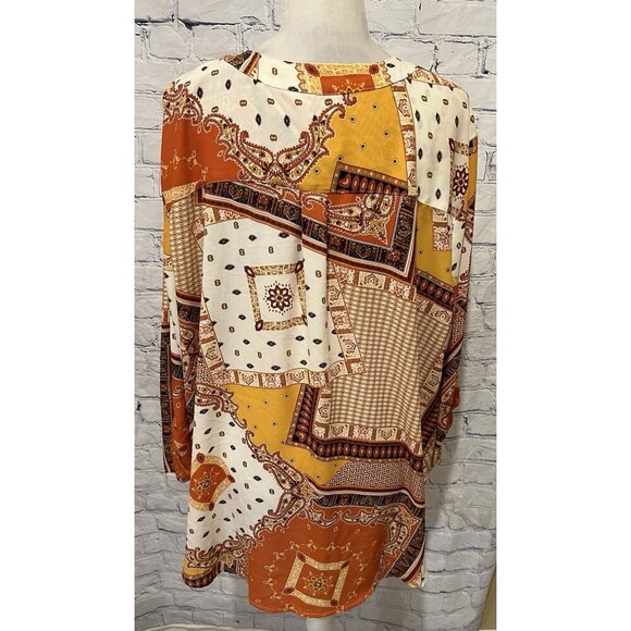 Ruby Rd. Women's Blouse lightweight Geometric Design Roll Tab Sleeve Size 3X - Picture 5 of 6